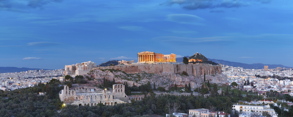Akropolis bei Nacht