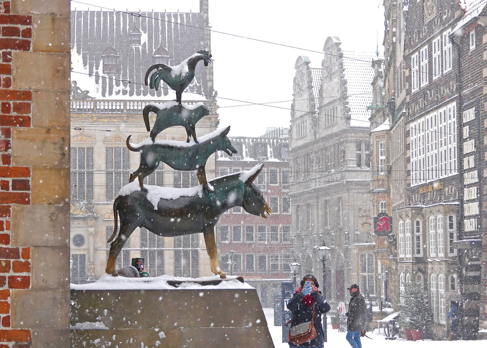 Bremer Stadtmusikanten im Winter